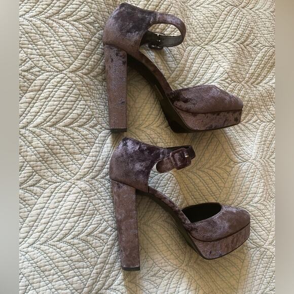 Call it Spring Whimsygoth Crushed Velvet Deep Purple Platform Heel Sz 8.5 - Picture 11 of 12